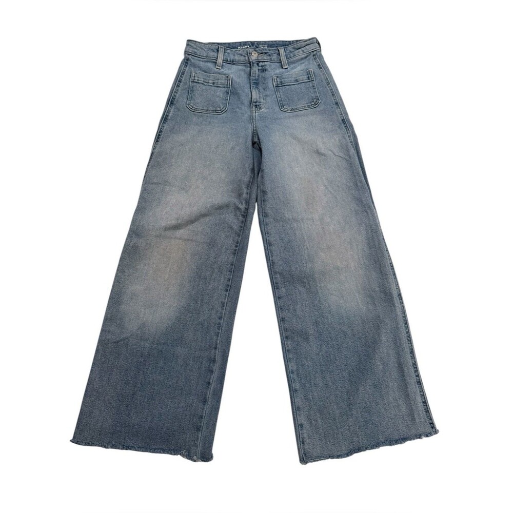Old Navy Extra High Rise Trouser Wide Leg Jeans Perry Wash Sz 2